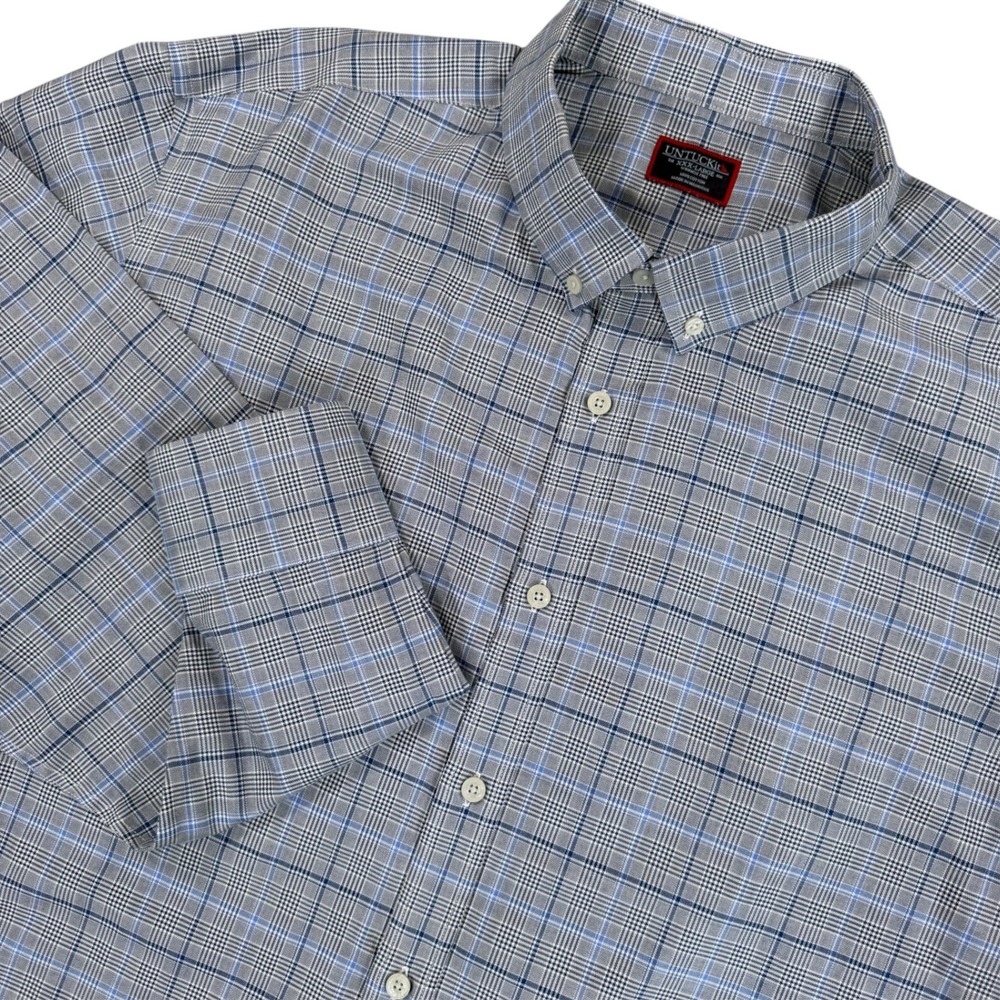 UNTUCKit Long Sleeve Button Down Shirt Mens XXXL Gray Blue Plaid Wrinkle Free